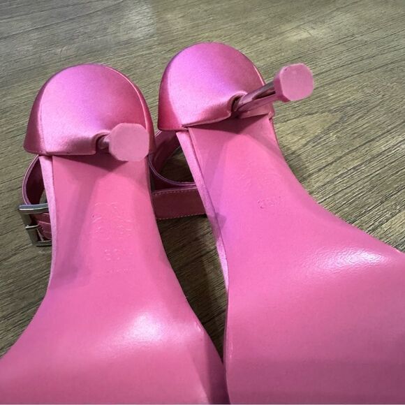 Alexander McQueen Stiletto Sandal Heels Pink Calf Leather Satin US 6.5 / 36.5 - Picture 8 of 16